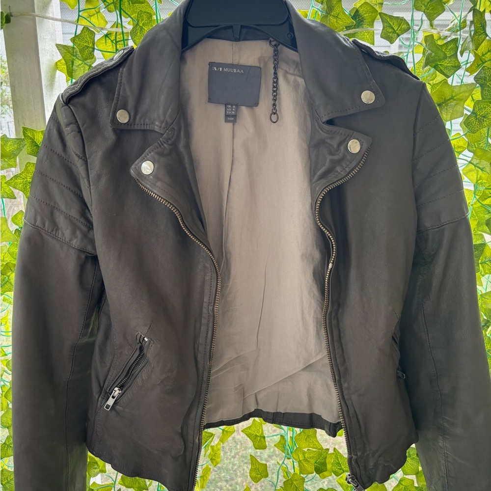 Muubaa smoke grey Leather Jacket